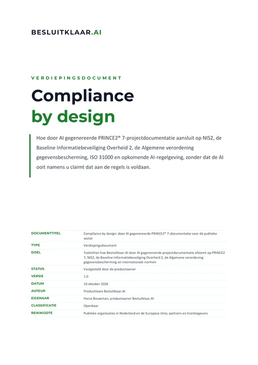 Omslag van het verdiepingsdocument Compliance by design